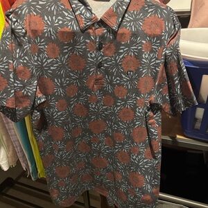 Travis Mathew Gray and Red Floral Polo Shirt